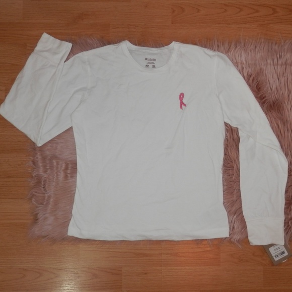 NEW Columbia Womens Medium Pink Ribbon LS T Shirt - Picture 1 of 8
